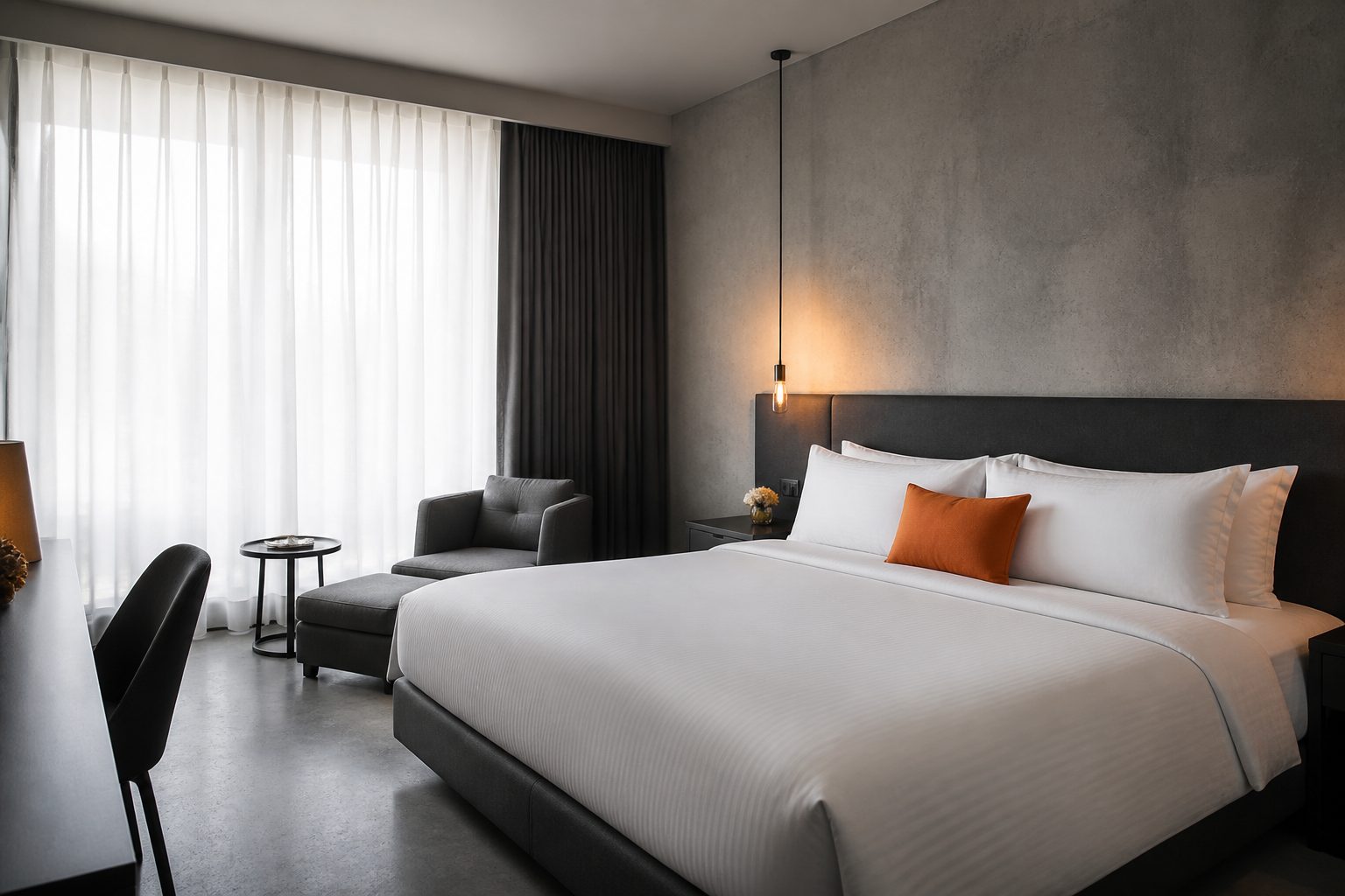 Illustrative hotel bedroom